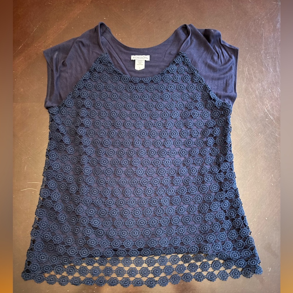Kokoon flower Embellished Blue Cap Sleeve Boxy Camisole size large